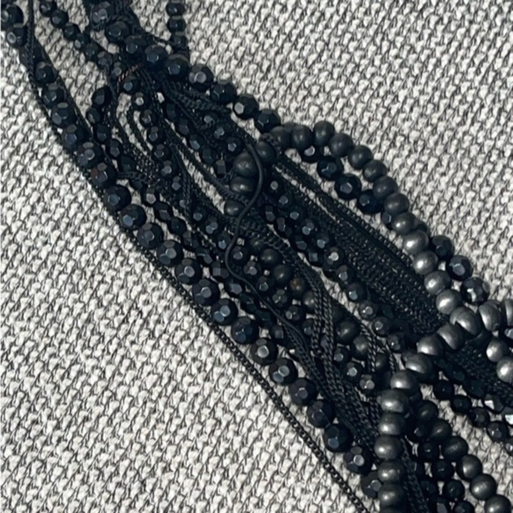 Black Cascading Multi-Layered Necklace - Picture 13 of 16